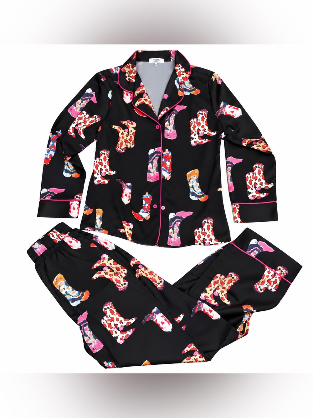 Taylor Swift - Women’s Black Cowboy Boot Print Pajama Set XS